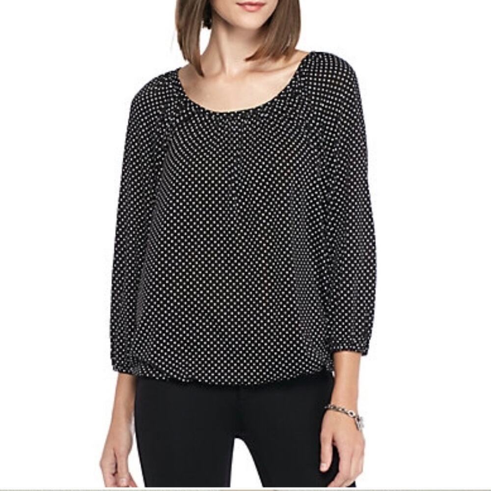 Michael Kors polka dot scoop neck peasant blouse size extra small